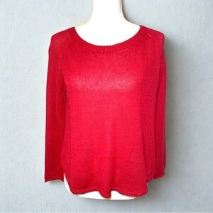 Just Madison Lightweight Red Knit Linen Blend Sweater Women Medium